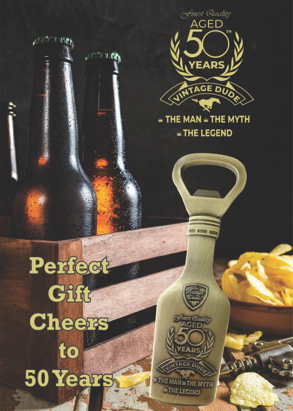 50th Birthday Gift - Elegent Vintage Style Bottle Opener