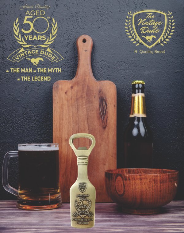 50th Birthday Gift - Elegent Vintage Style Bottle Opener - Image 2